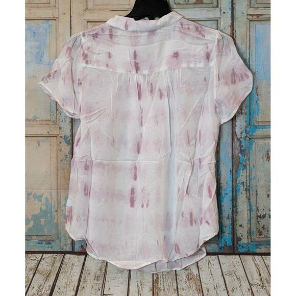 Torrid Womens Plus Size 1 Challis Tie Dye Mauve Button Front White NWT - Picture 5 of 11